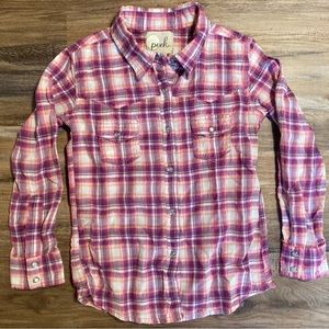 Peek Pink and Purple Pearl Snap Plaid Shirt